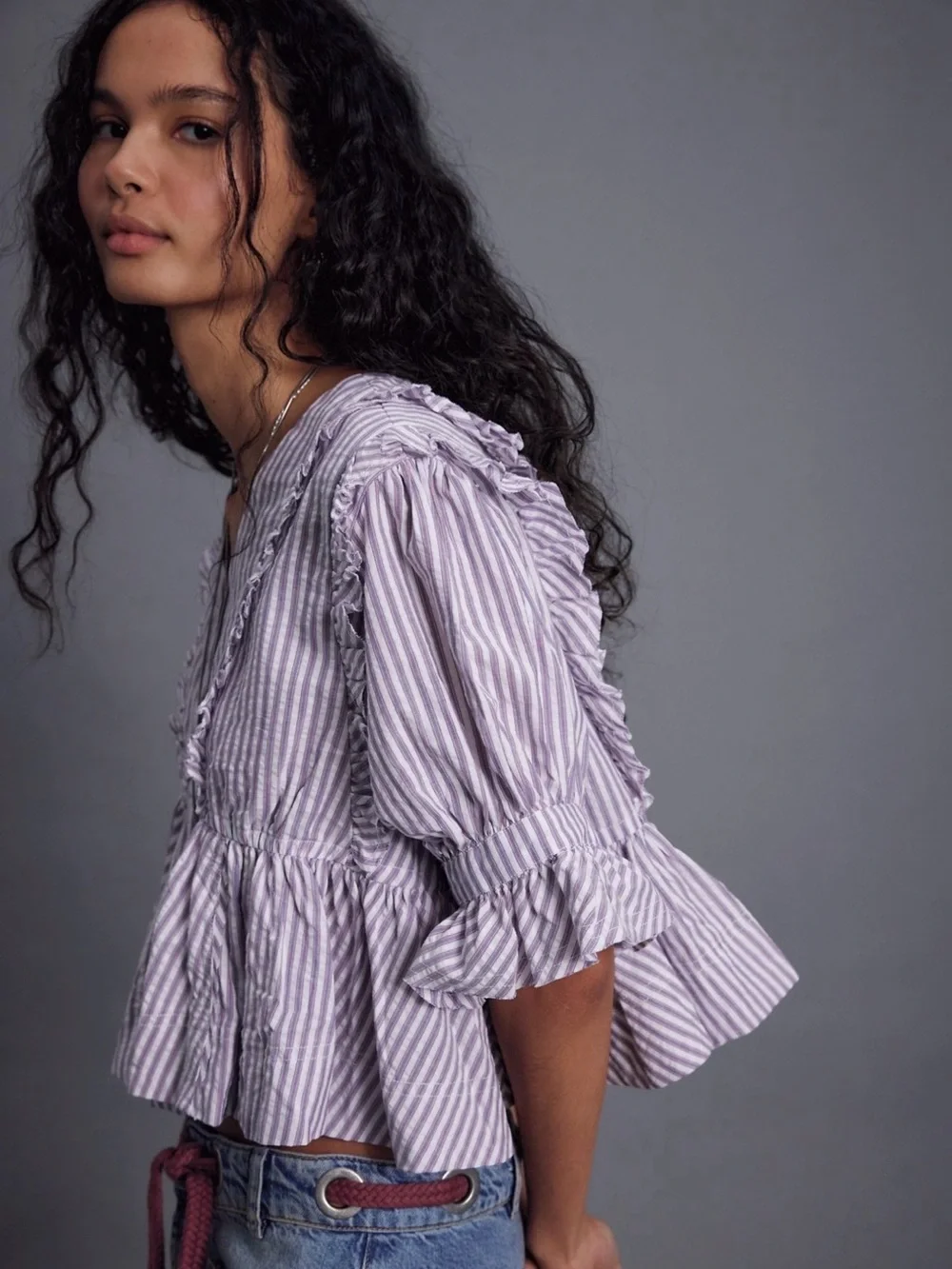 NWT Free People Miley Cotton Top Lavender  Size Medium